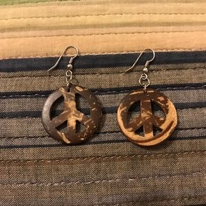 wooden peace earrings